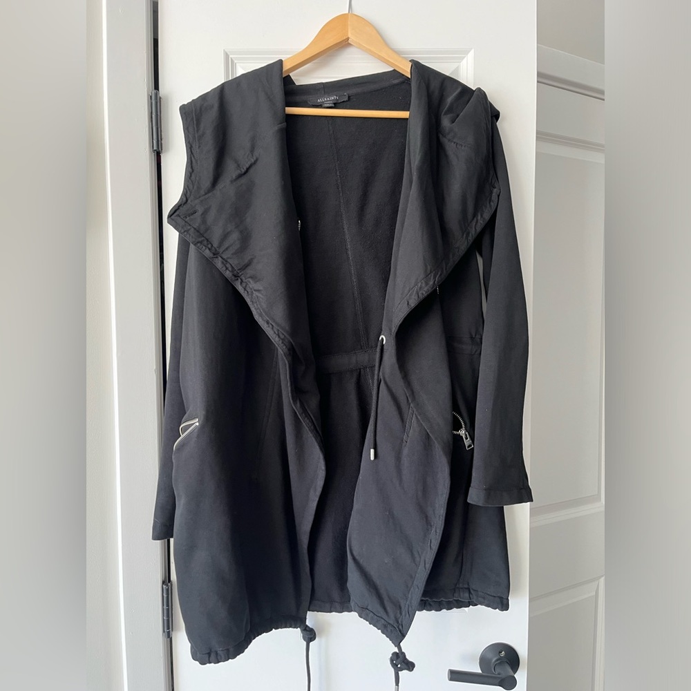 ALL SAINTS Navarre Oversized Jacket Sweatshirt Black - Picture 5 of 16